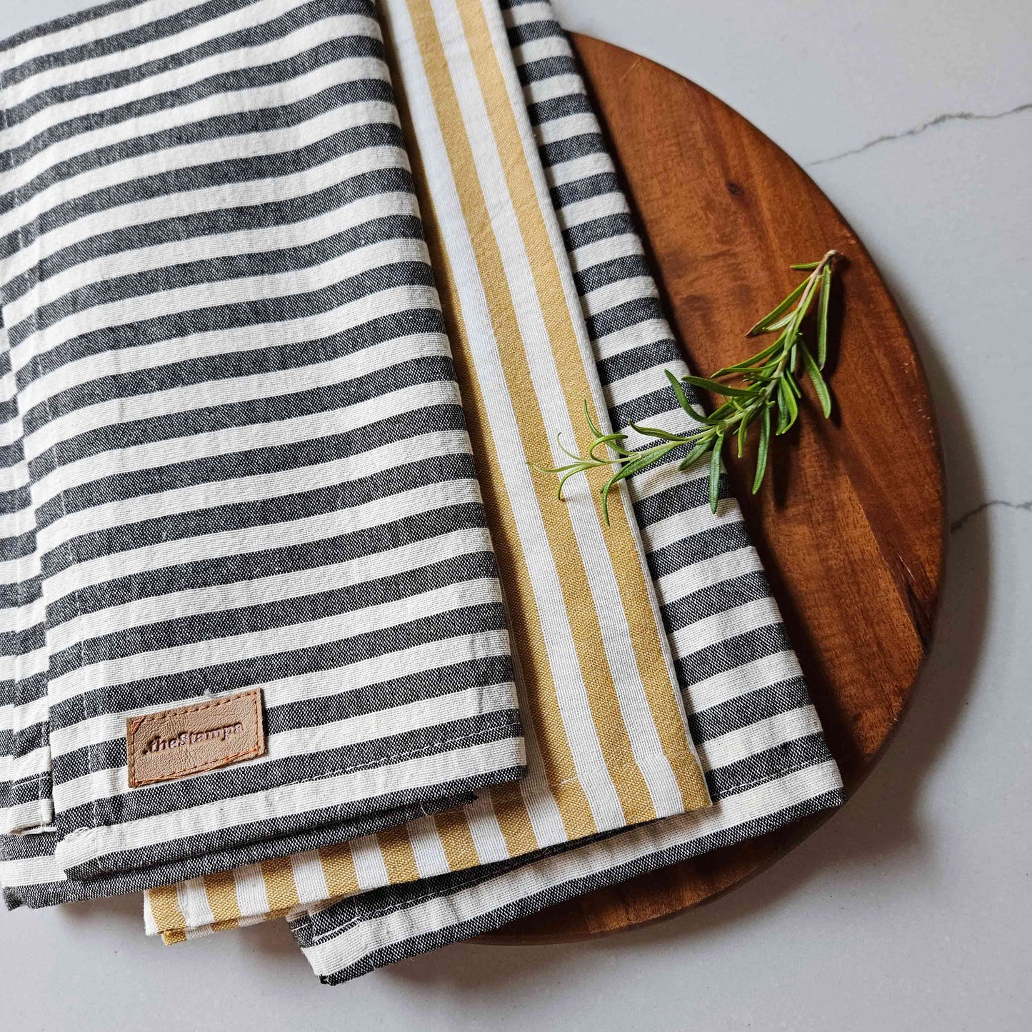 Linen Napkins - Black Stripes - Set of 4