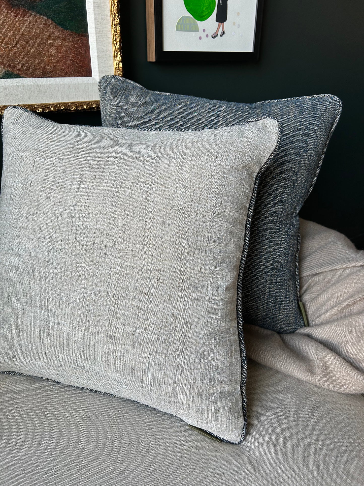 Classic Navy & Linen Cushion