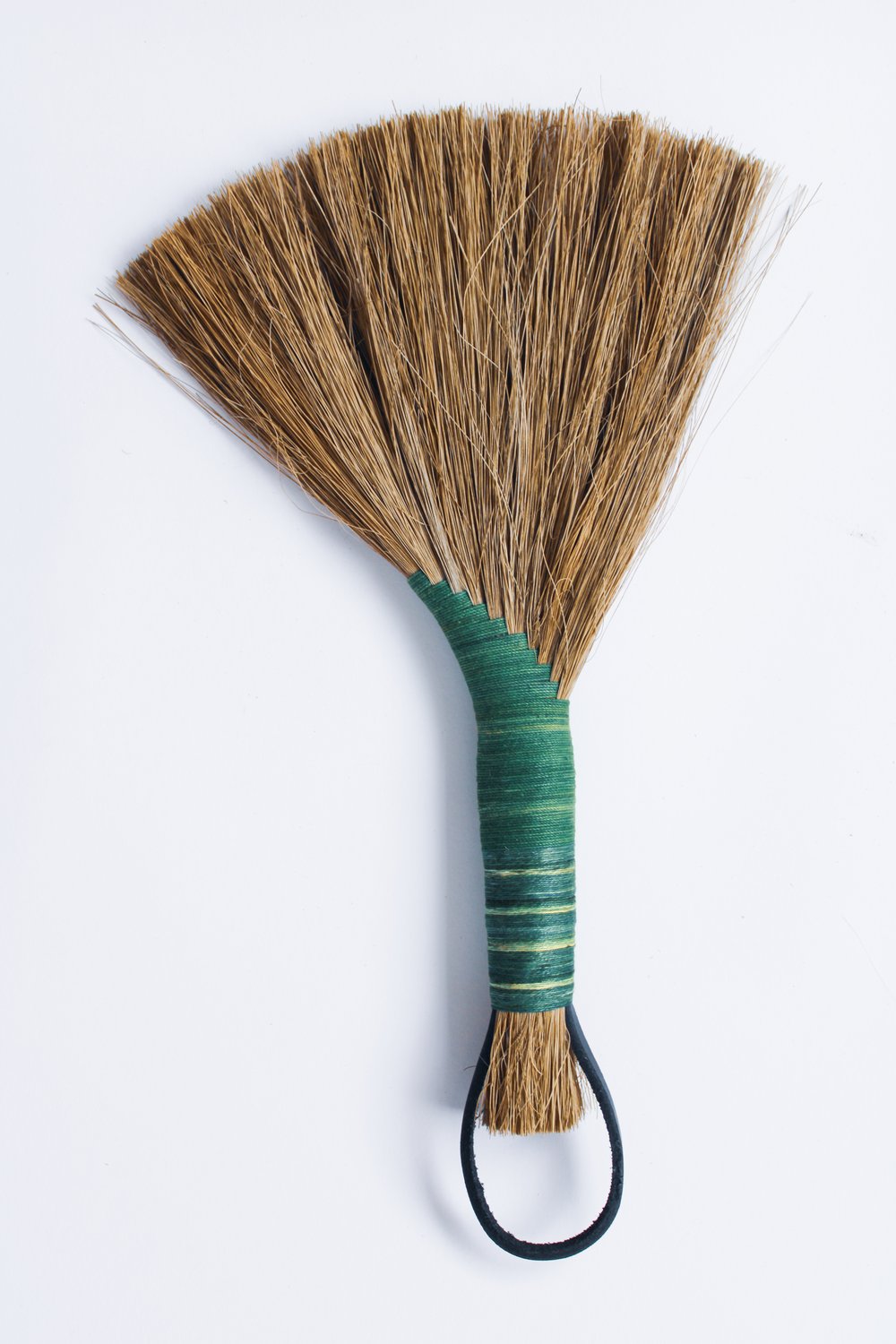 Tampico Wing Broom - Green Leather Handle