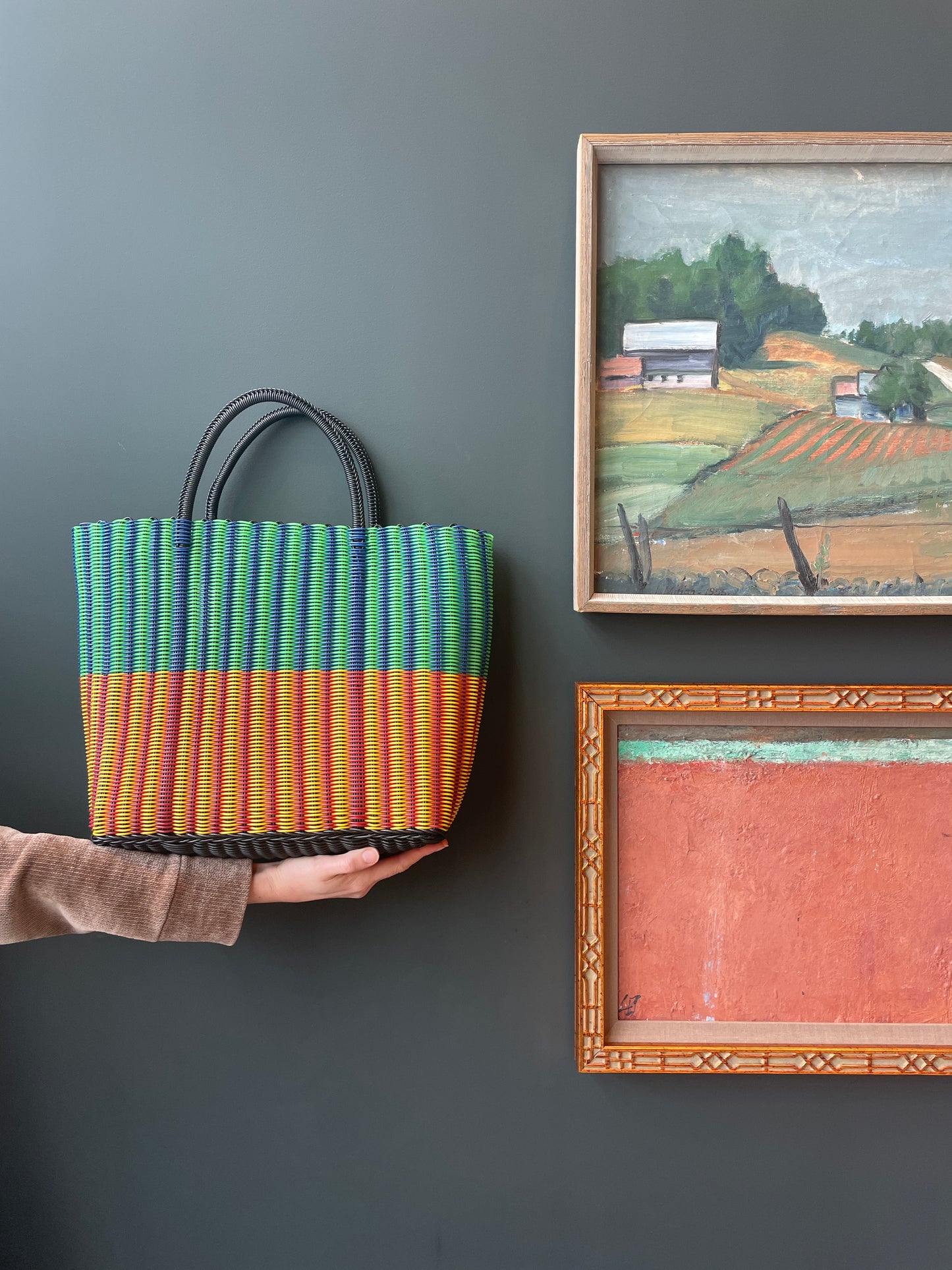 Lime, Denim, Cherry & Sunshine Stripe Weave Bag