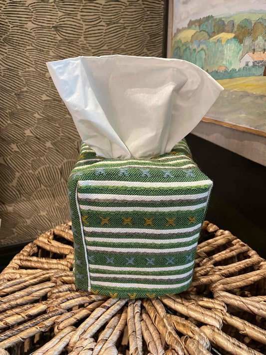 Striped Grass Criss-Cross Tissue Box Cover