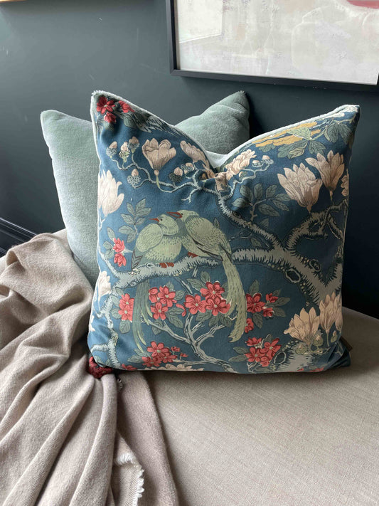 Teal Rockbird & Seafoam Pillow