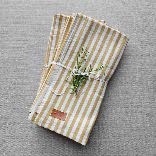 Linen Napkins - Saffron Stripes - Set of 4