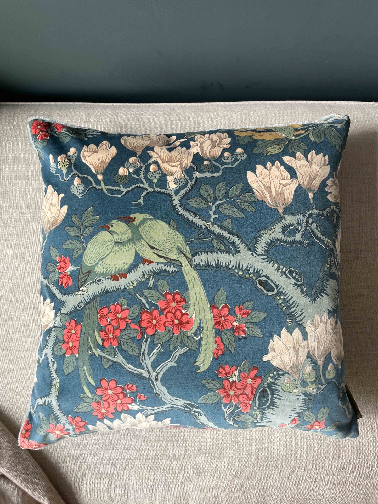 Teal Rockbird & Seafoam Pillow