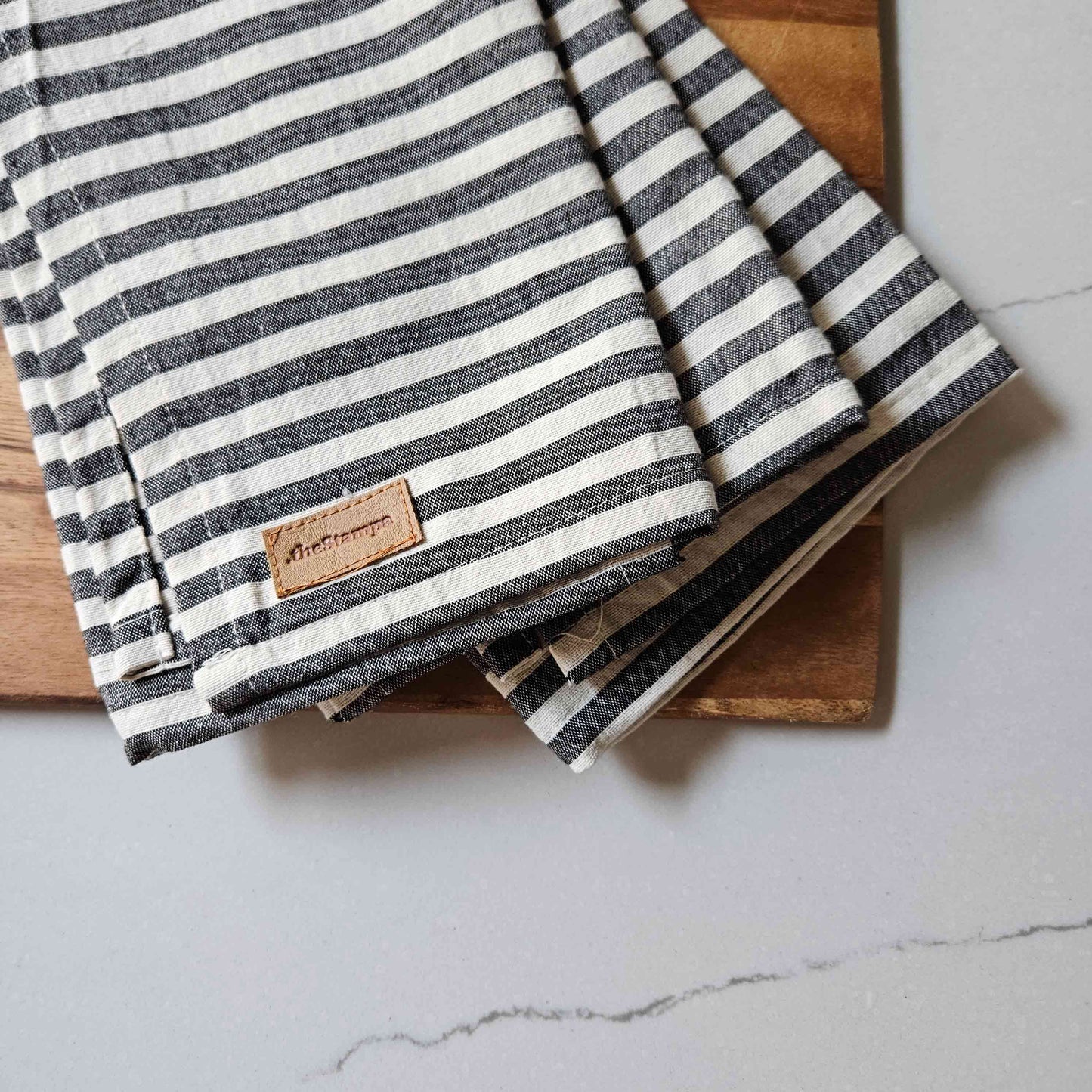 Linen Napkins - Black Stripes - Set of 4