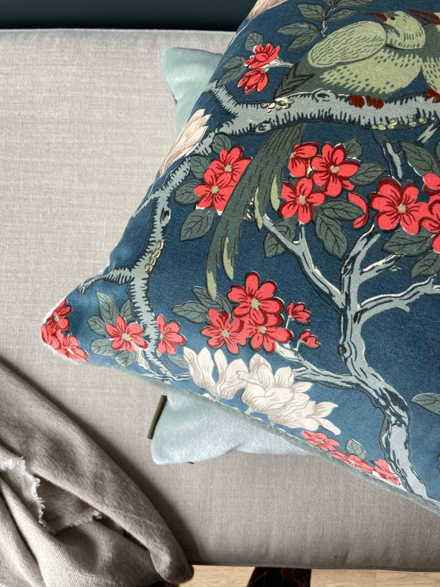 Teal Rockbird & Seafoam Pillow