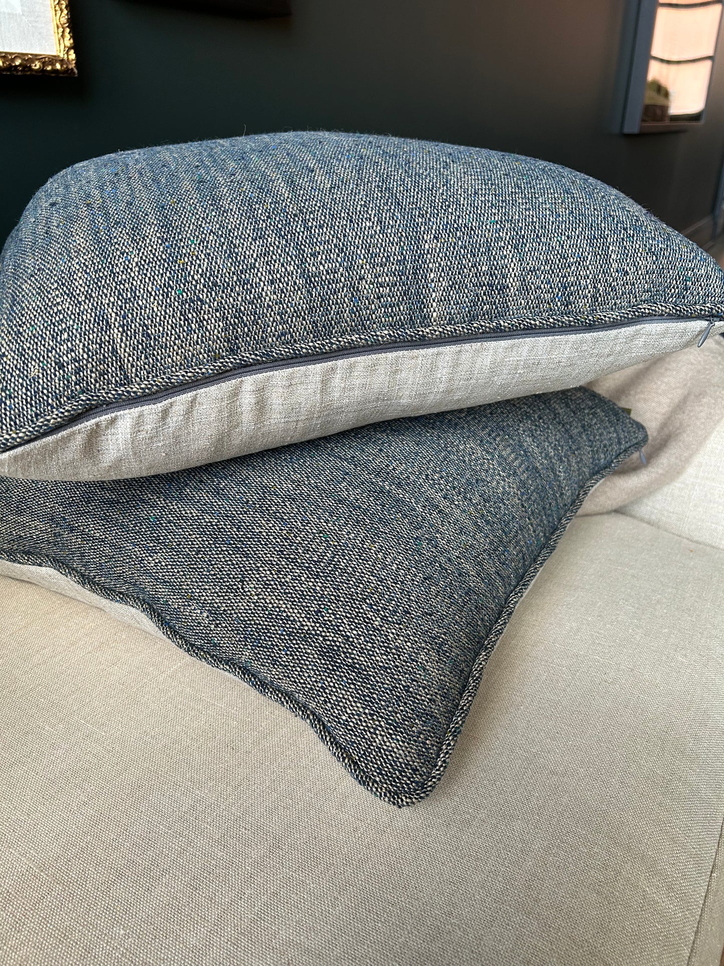 Classic Navy & Linen Cushion