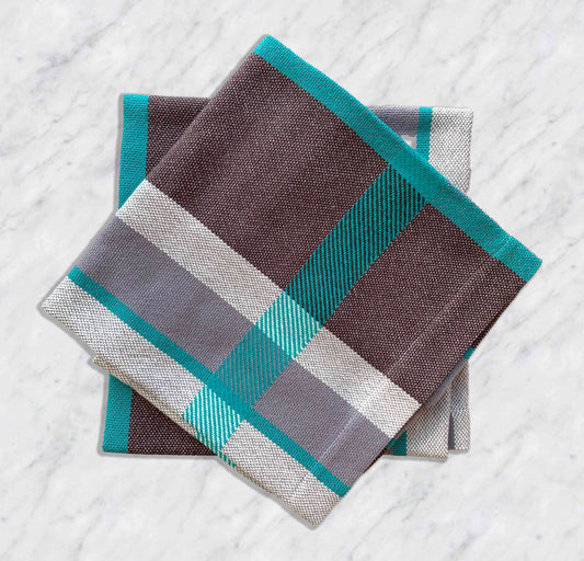 Aqua Multi-Stripe Studio Tea Towels – Set of 2